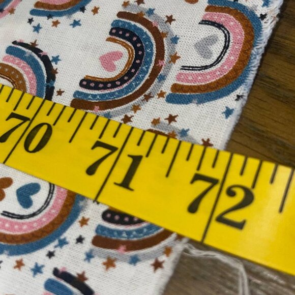 cotton fabric with rainbows hearts dots 42" x 72" 2 yards - Picture 4 of 8